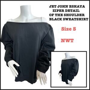 #T85 JET JOHN ESHAYA ZIPER DETAIL BLACK SWEATSHIRT SZ S $109